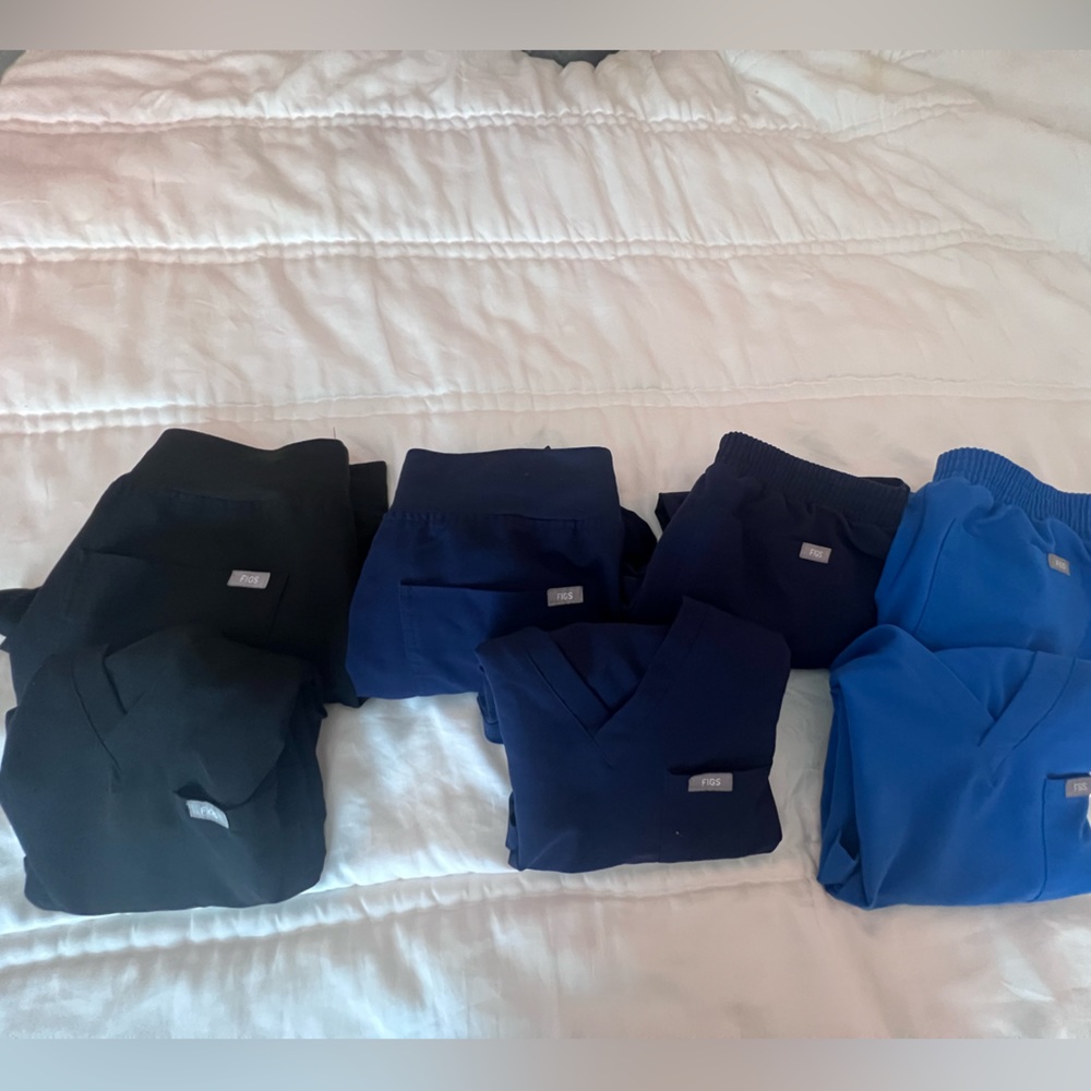 Figs Bundle set of black, navy, royal blue petite scrubs